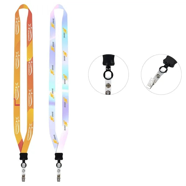 Dye Sublimated Lanyard With Clamshell and Bulldog Clip