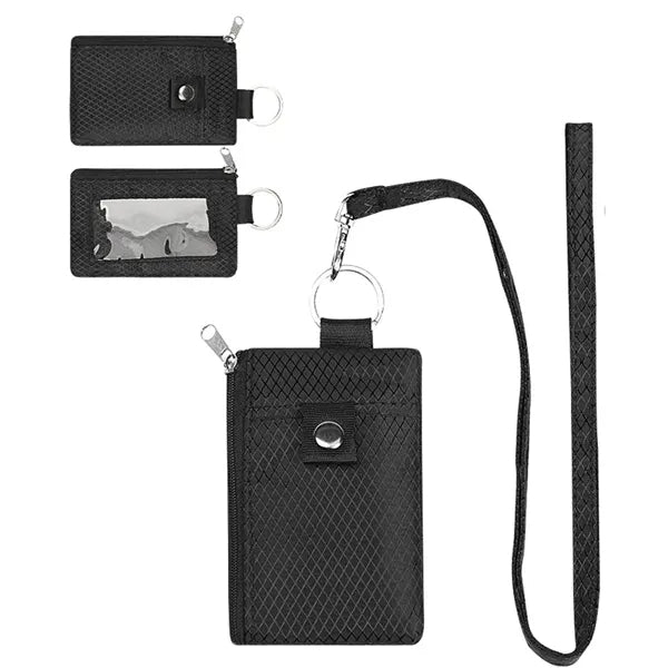 RFID Blocking Small Wallet W/ ID Window Lanyard Pouch