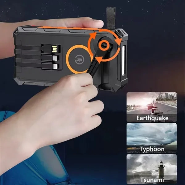 20000mAh Hand Crank Solar Power Bank With Flashlight