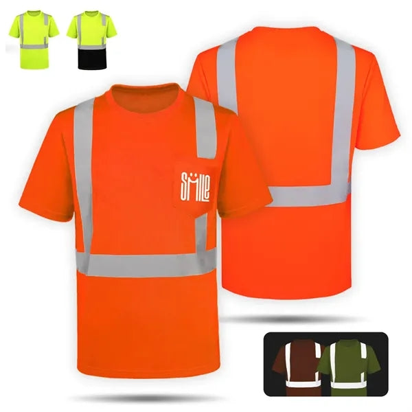 ANSI Class 2 HiVis Reflective Tape Safety Breathable T-Shirt