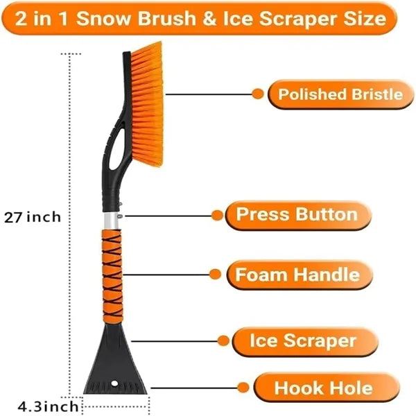 27" Aluminum Snow Brush with Ice Scrapers
