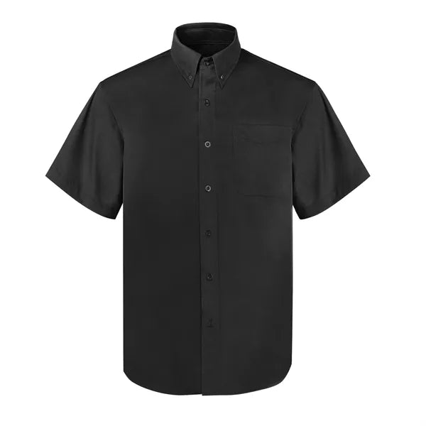 Men's Woven Short Sleeve Twill Button Down Dress Shirt
