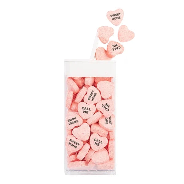 Flip Top Tube with Imprinted Conversation Hearts
