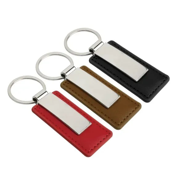Metal Keychain With PU Leather