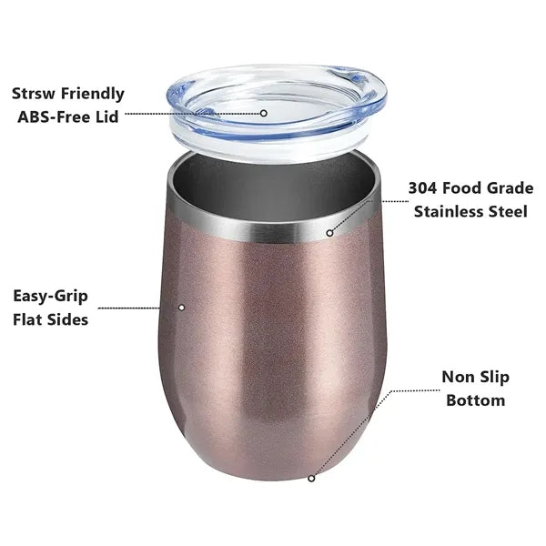 12 OZ Wine Tumbler with Lid and Straw