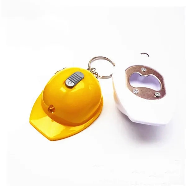 Mini Flashlight Bottle Opener Small Safety Hat Keychain