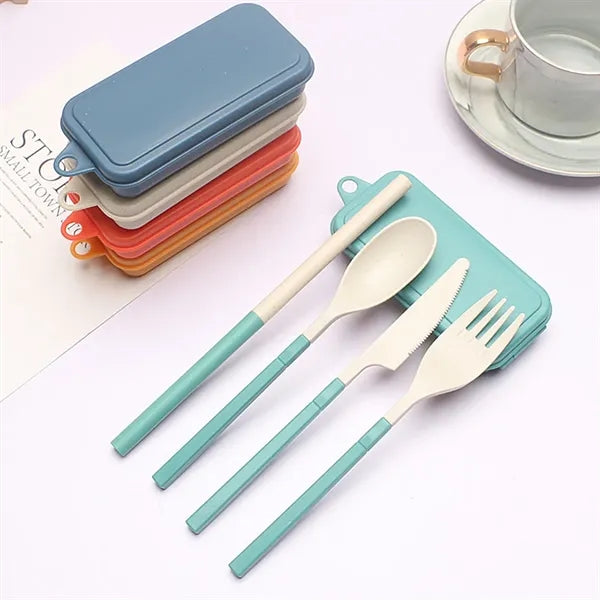 PortableEco-Friendly Cutlery Set with Straw and Case