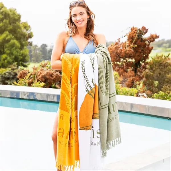 Fringe Recycled Cotton Terry Velour Beach Towel