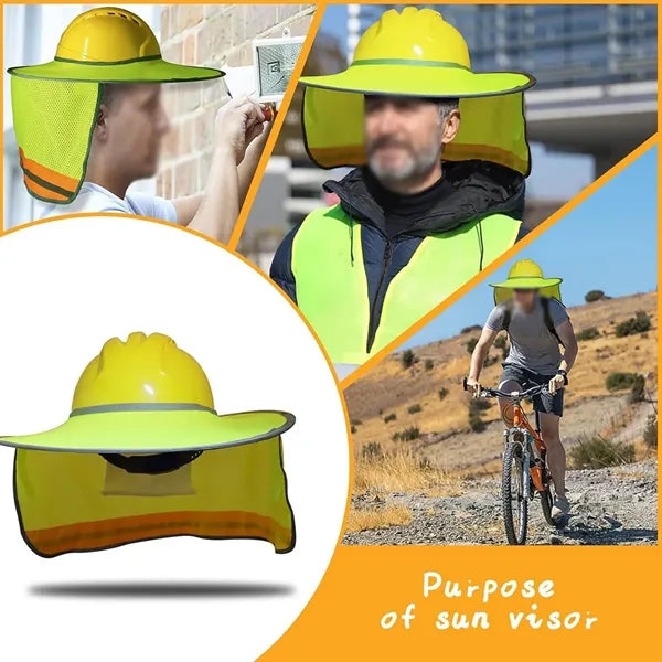 Reflective full brim mesh hard hat sun shade neck gaiter