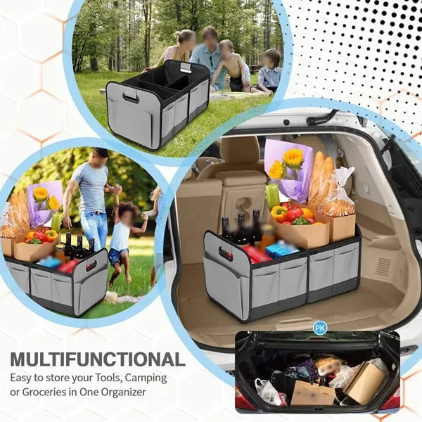 Large capacity foldable waterproof car trunk organizer