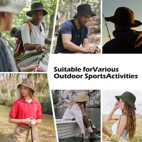 Summer beach portable waterproof bucket hat with chin strap