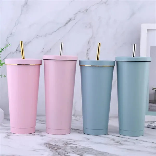 Large capacity stainless steel vacuum insulated straw cup