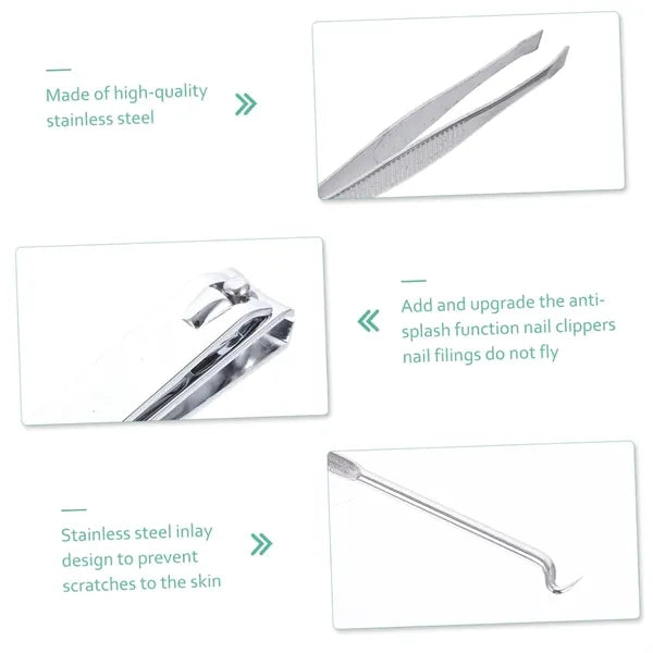 stainless steel beauty set w/ zipper bag