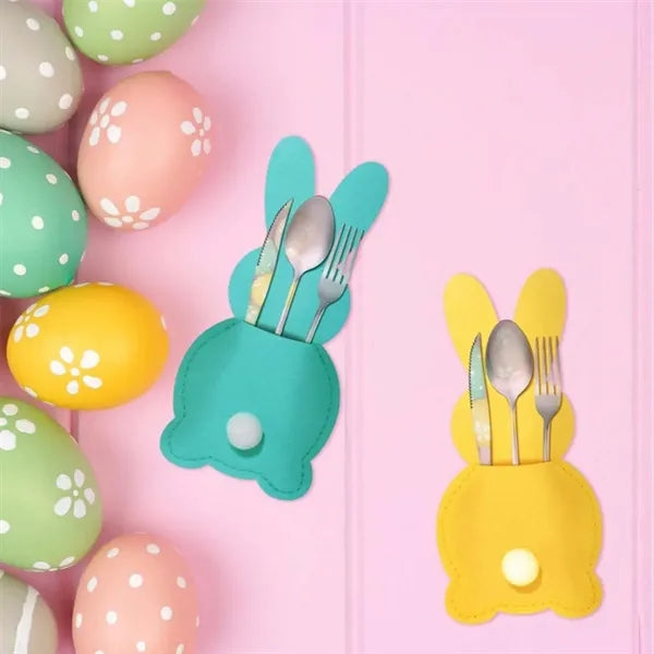 Easter Table Decor Cutlery Utensil Silverware Holder Pouch
