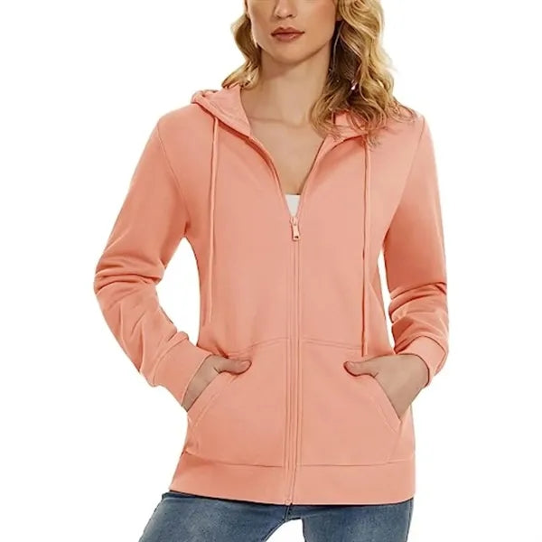 Women's Recycled Antibacterial Zipper Hoodie Kangaroo Pocket