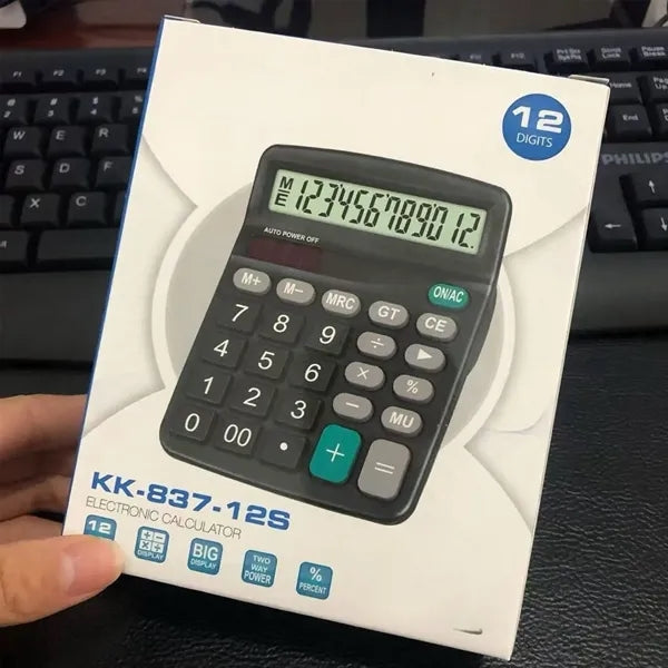 Custom Dual-Power 12-Digit Large Display Desktop Calculator
