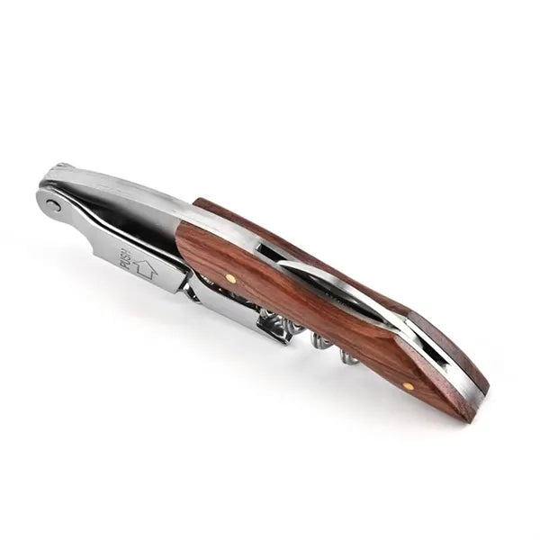 Wooden Corkscrew with Stainless Steel Seahorse Wine Opener