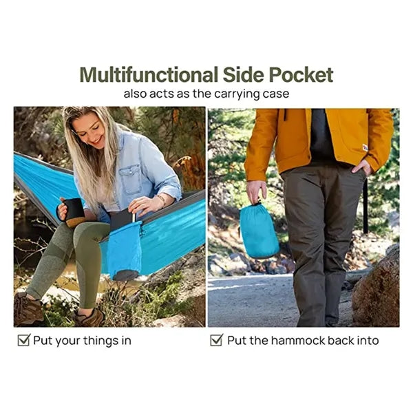 Portable Camping Hammock w/ Tree Straps and Carabiners