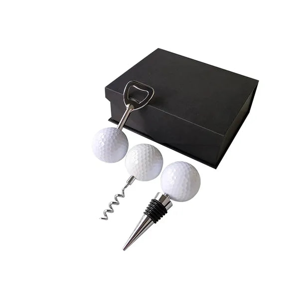 Golf Themed Wine Tools Set Corkscrew Bottle Opener Stopper