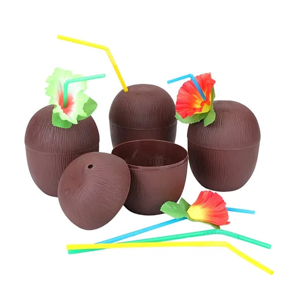 Coconut Cups with Flower Straws