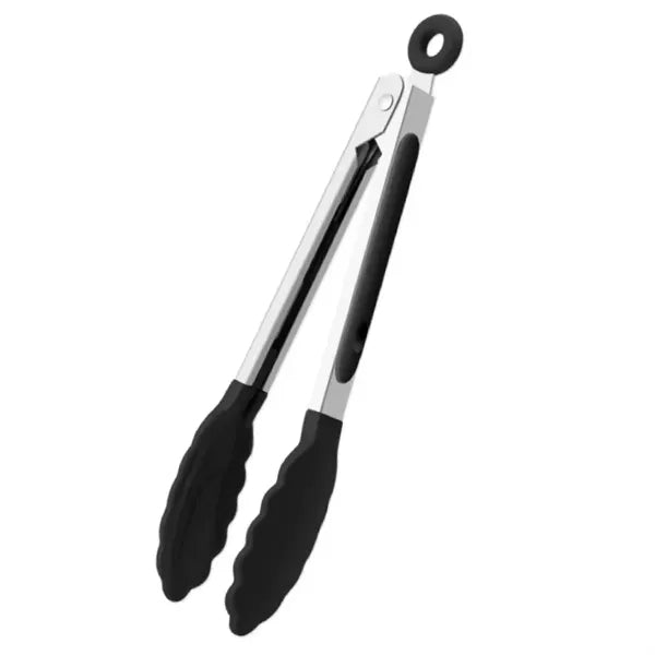 7 In High Temperature Black Resistant Kitchen Silicone Tongs