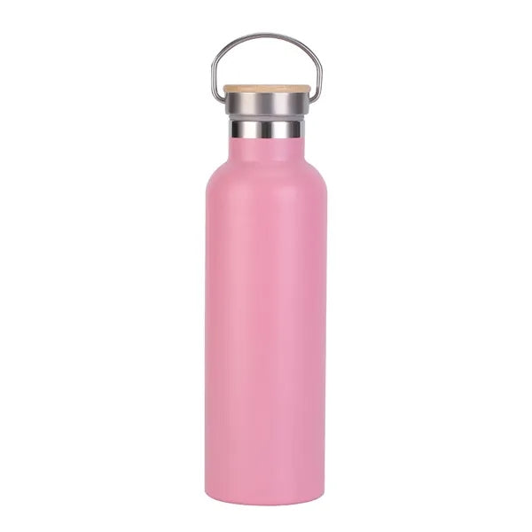 750ml double wall stainless steel bottle bamboo lid