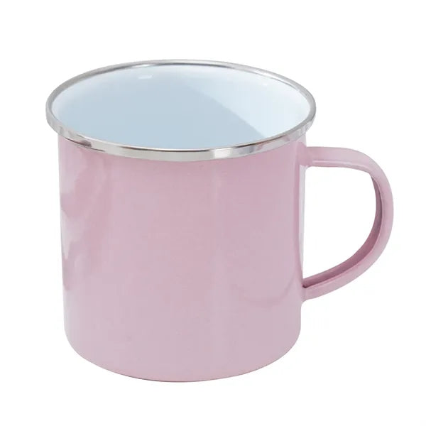 12 oz. White Enamel Mug Silver Rim With Case