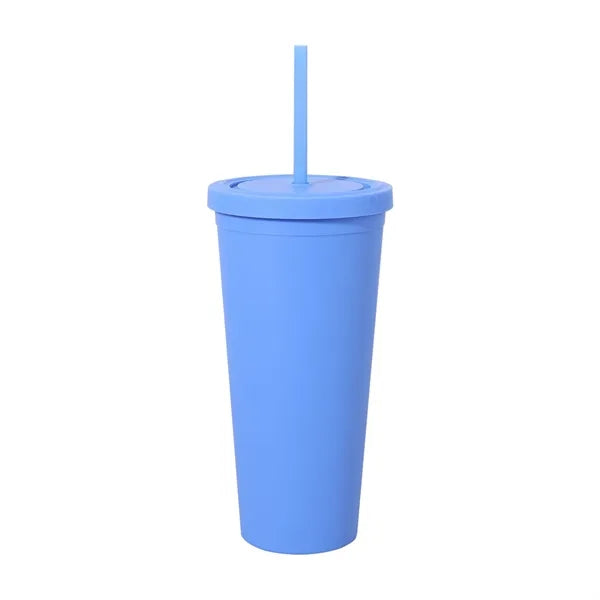 23 Oz. Colorfull Plastic Cups w/ Lid and Straw