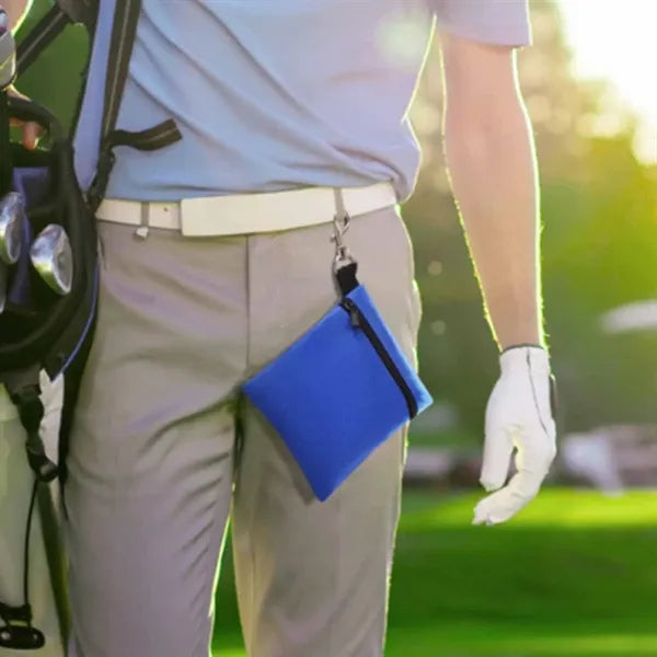 Portable Golf Ball Pouch with Zipper and Clip Hook