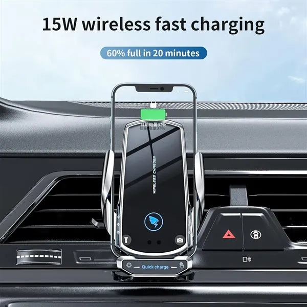 15W Wireless Fast Charging Car Charger Phone Holder Mount