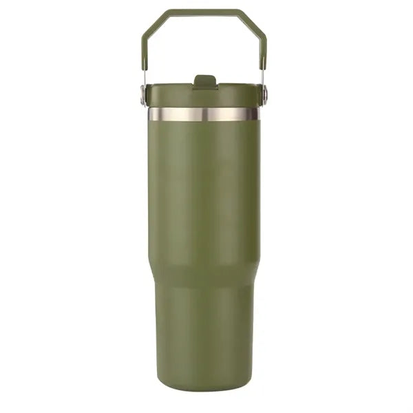 30 oz Stainless Steel Tumbler with Flip Straw and Handle