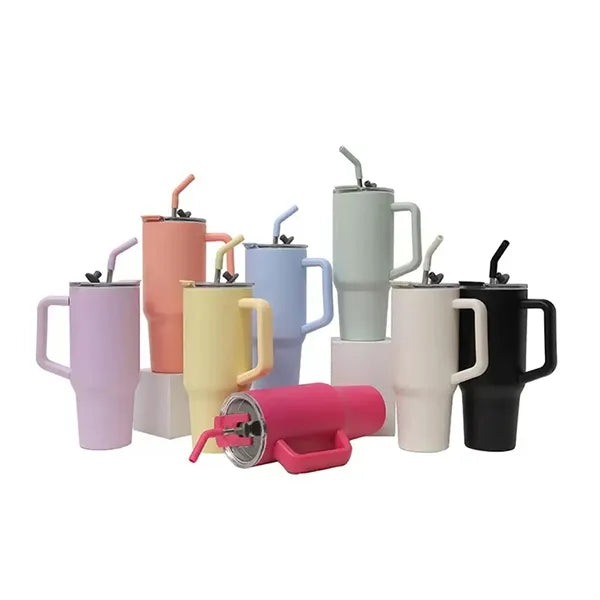 40Oz. Stainless Steel Handle Travel Tumbler with Stra