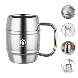 Outdoor camping double layer stainless steel beer mug