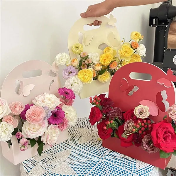 Wedding gift packaging box paper handheld flower basket