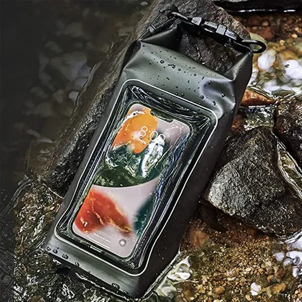 2L waterproof dry bag backpack with clear phone pouch