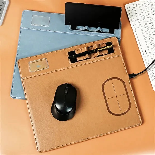 Wireless Charging Mouse Pad Premium Pu Leather