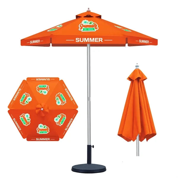 7' Heavy Duty Market Umbrella 6 Panel Full Color & Aluminum