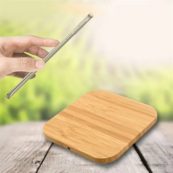 Eco Friendly Bamboo Wireless Charger with Dual USB Ports