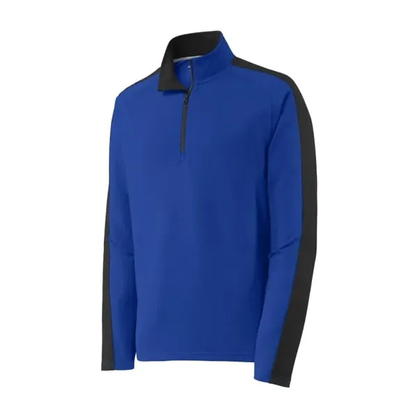 Sport-Tek Sport-Wick Textured Colorblock 1/4-Zip Pullover.