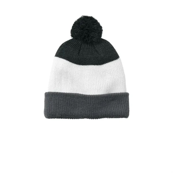 Port Authority Cozy Striped Pom Beanie