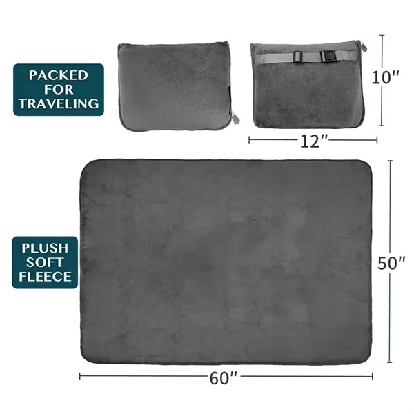 2 in 1 Portable Travel Blanket with Carabiner