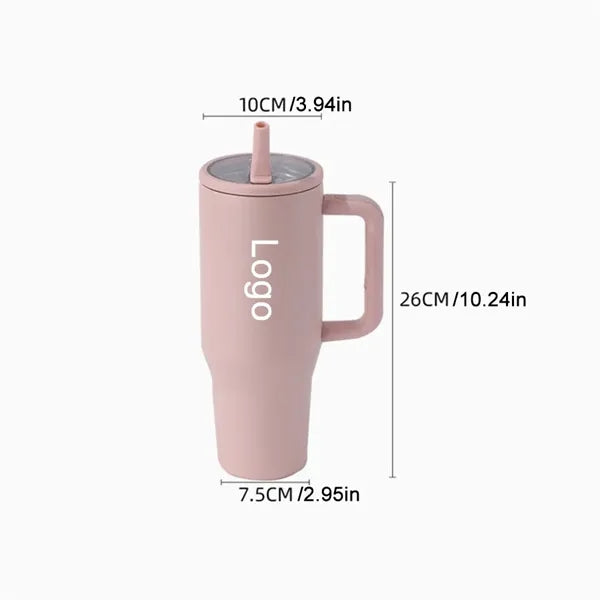 40 oz Leak Resistant Tumbler with Handle & Flip Straw