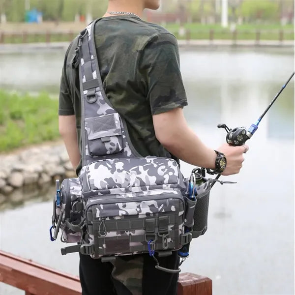 Camouflage Waterproof Fishing Tackle Sling Bag