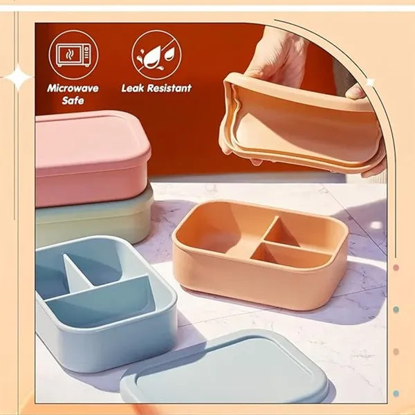 3 Compartment Silicone Bento Box Lunch Container