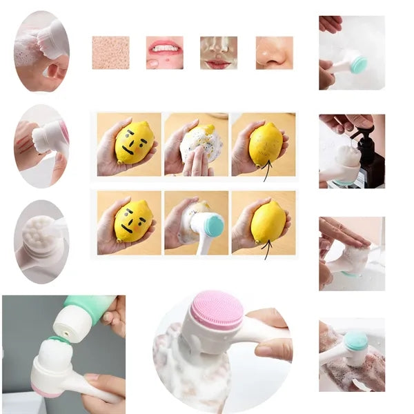 Double Soft Hair Silicone Massage Face Wash Brush