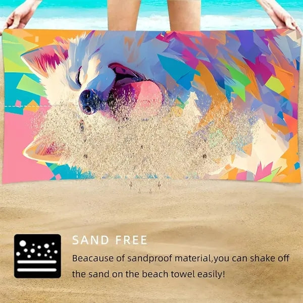 Foldable Beach Towel with Storage Pocket