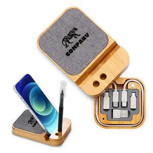 Bamboo 15W Wireless Charger 6 in 1 Multi Cable Set
