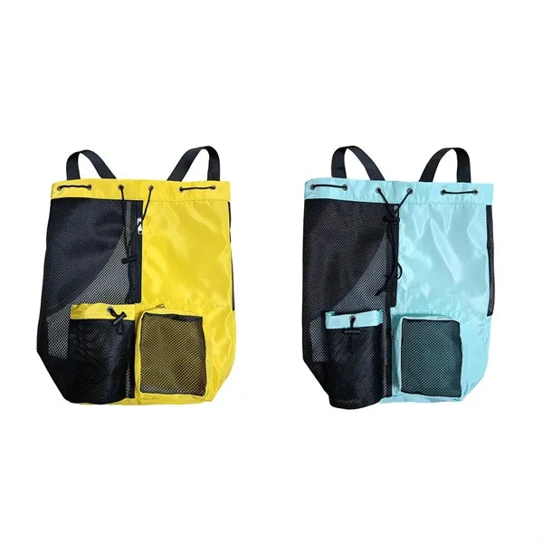 Swim Bag Mesh Drawstring Backpack with Wet Pocket for Swimmi