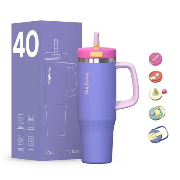 40OZ MultiFunction Stainless Steel Travel Mug Various lids