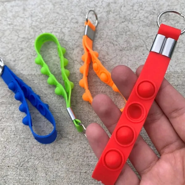 Silicone Pop Fidget Keychain Wrist Strap with Bubble Poppers